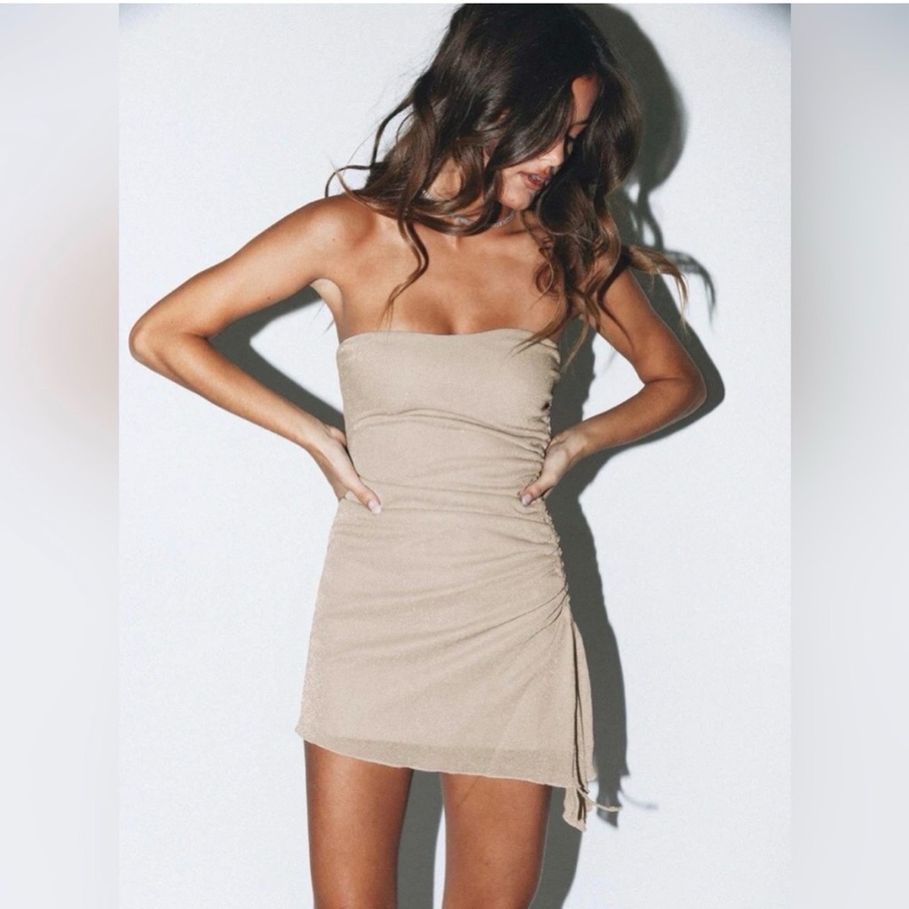 NWT - Princess Polly Donelli Mini Dress Champagne Tall